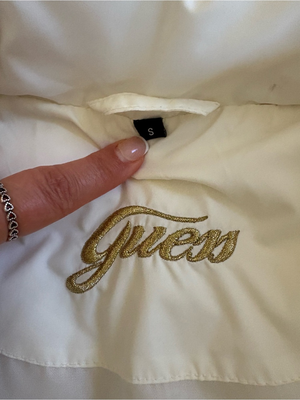 Guess Cream Quilted Puffer Jacket with Faux Fur Trim - Picture 7 of 10